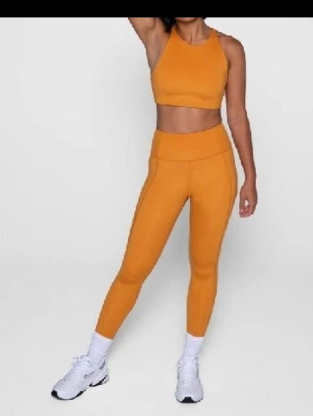 Girlfriend Collective Compressive High Rise Capri Leggings Orange Size s EUC